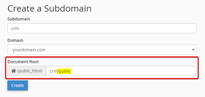 Create Subdomain Document Root